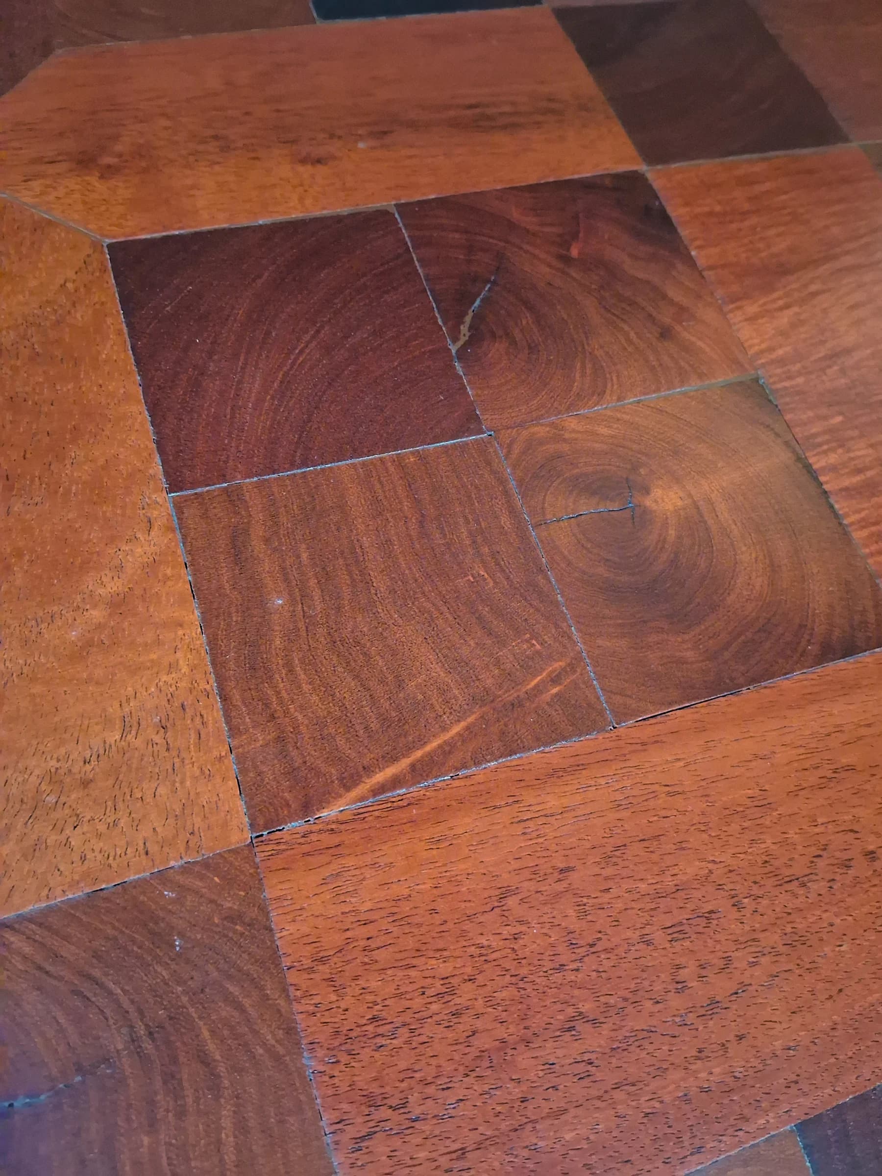 Mesquite checker pattern floor of end-grain blocks